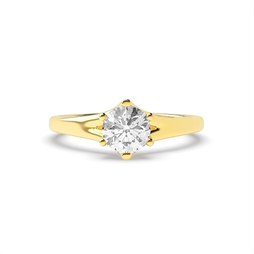 Round Yellow Gold Split shoulder Engagement Rings