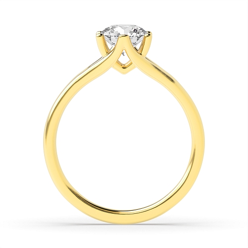 Round Yellow Gold Split shoulder Engagement Rings