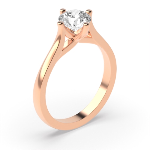 4 Prong Round Rose Gold Modern set Engagement Rings