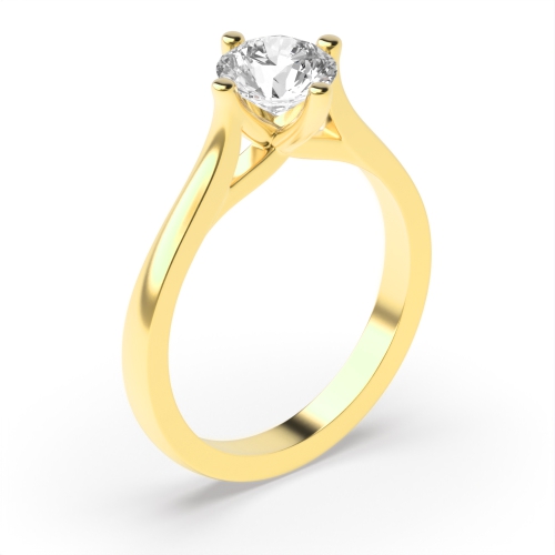 4 Prong Round Yellow Gold Modern set Engagement Rings