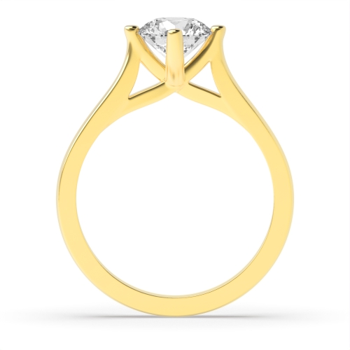 4 Prong Round Yellow Gold Modern set Engagement Rings