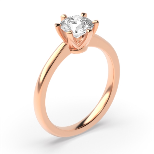 Prong Setting Round Solitaire Diamond Engagement Rings Rose Gold / Platinum