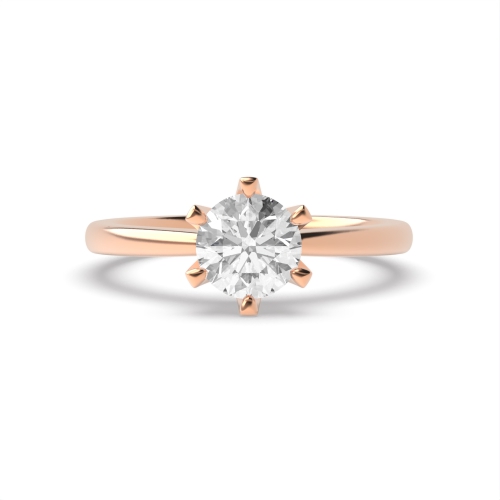 Round Rose Gold Crown Engagement Rings