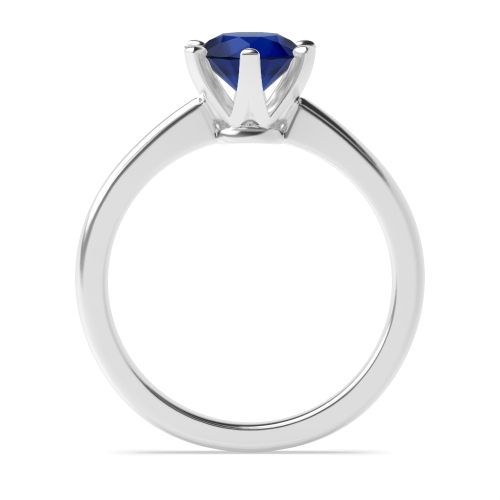 Round Crown Blue Sapphire Engagement Rings