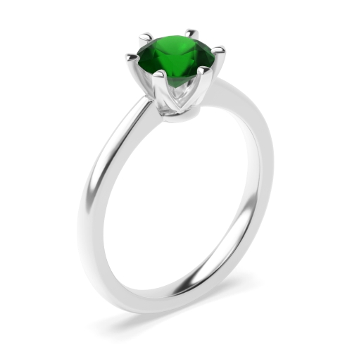 Round Crown Emerald Engagement Rings