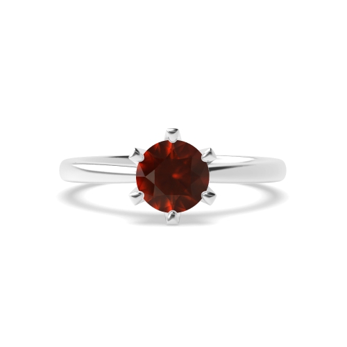 Round Crown Garnet Engagement Rings