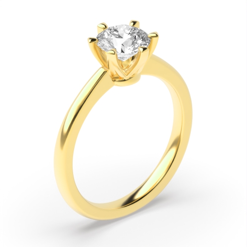 Round Yellow Gold Crown Engagement Rings