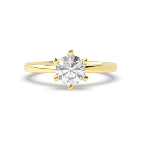 Round Yellow Gold Crown Engagement Rings