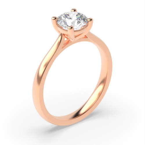 4 Prong Round Rose Gold Classic tapering shoulder Engagement Rings