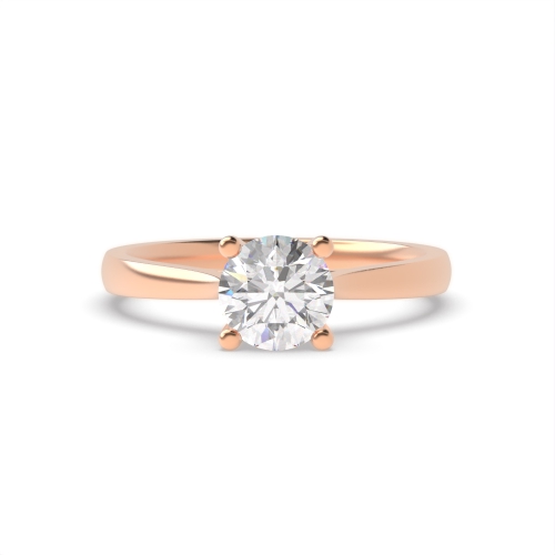 4 Prong Round Rose Gold Classic tapering shoulder Engagement Rings