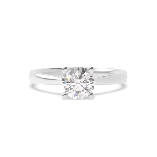 4 Prong Round Platinum Classic tapering shoulder Engagement Rings