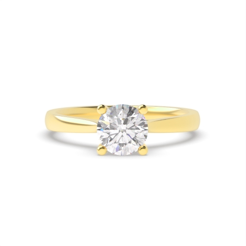 4 Prong Round Yellow Gold Classic tapering shoulder Engagement Rings