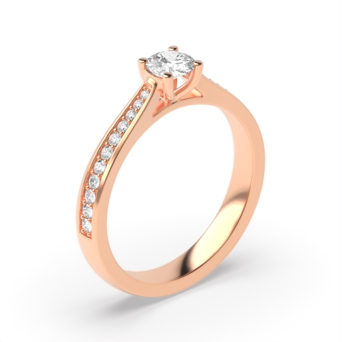Prong Setting Round Side Stone Diamond Engagement Ring