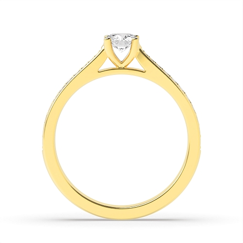 4 Prong Round Yellow Gold Open set Engagement Rings