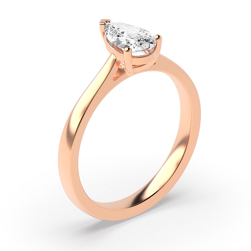 Prong Pear Rose Gold Tapered shoulder Engagement Rings