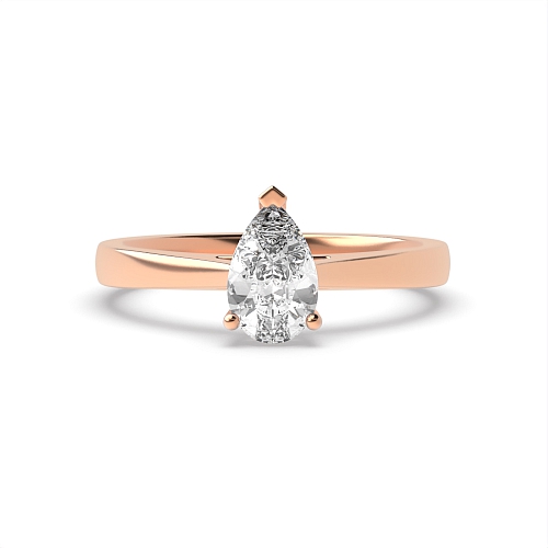 Prong Pear Rose Gold Tapered shoulder Engagement Rings