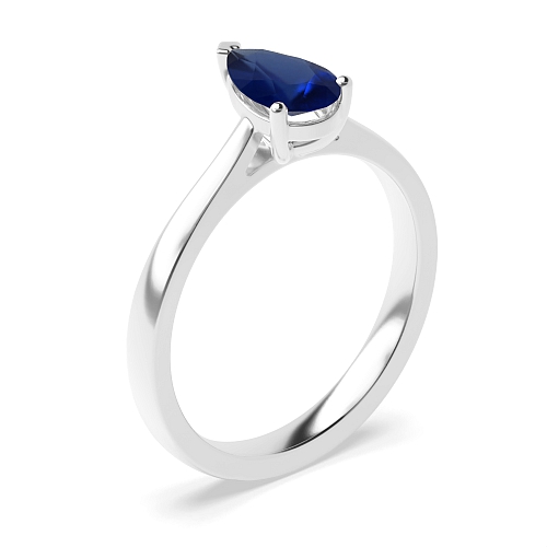 Prong Pear Tapered shoulder Blue Sapphire Engagement Rings