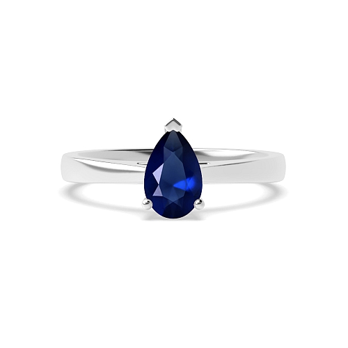 Prong Pear Tapered shoulder Blue Sapphire Engagement Rings