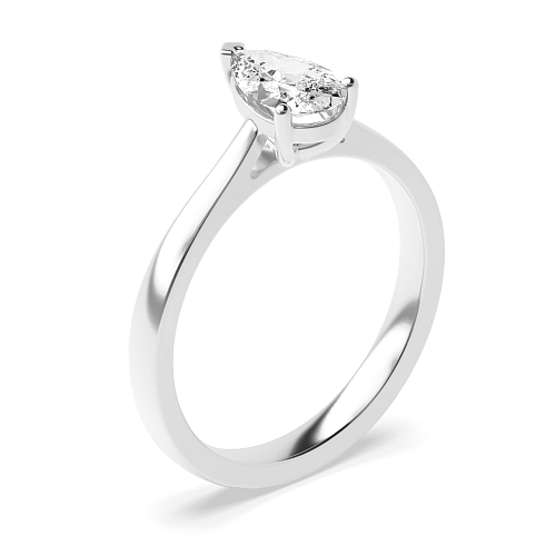 Prong Pear Silver Tapered shoulder Engagement Rings