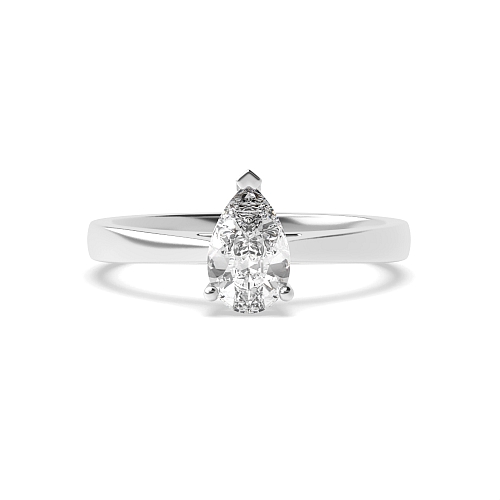 Prong Pear Silver Tapered shoulder Engagement Rings