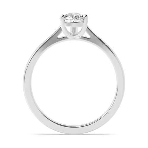 Prong Pear Silver Tapered shoulder Engagement Rings