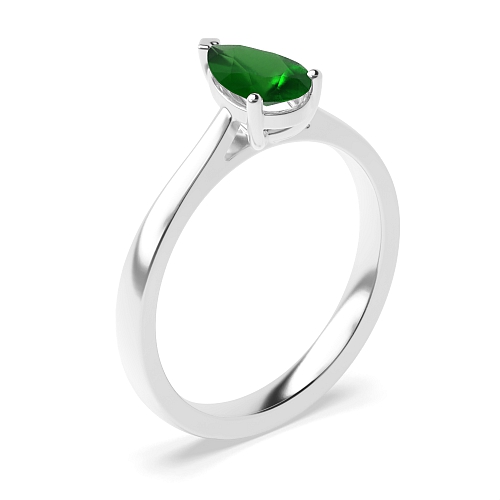 Prong Pear Tapered shoulder Emerald Engagement Rings
