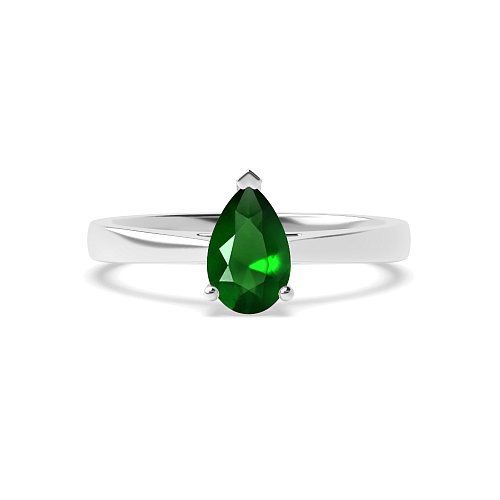 Prong Pear Tapered shoulder Emerald Engagement Rings