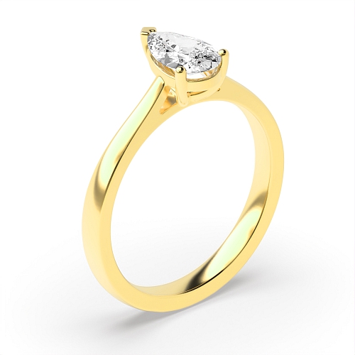Prong Pear Yellow Gold Tapered shoulder Engagement Rings