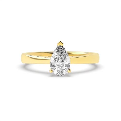 Prong Pear Yellow Gold Tapered shoulder Engagement Rings