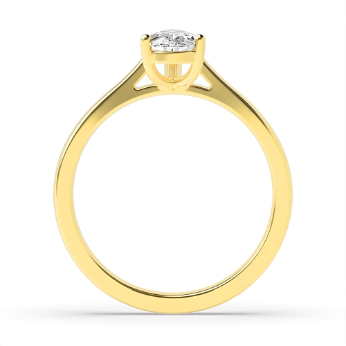 Prong Pear Yellow Gold Tapered shoulder Engagement Rings
