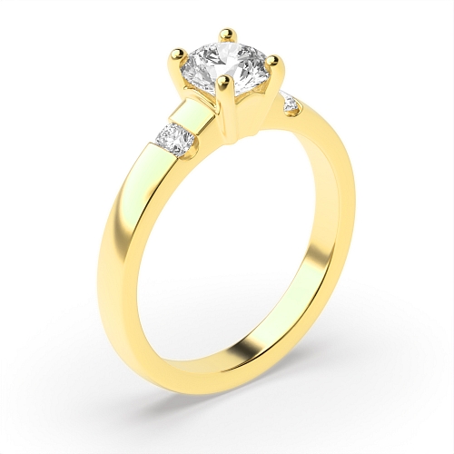 Round Yellow Gold Two Engagement Rings