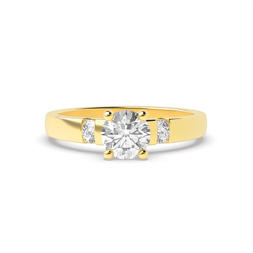 Round Yellow Gold Two Engagement Rings