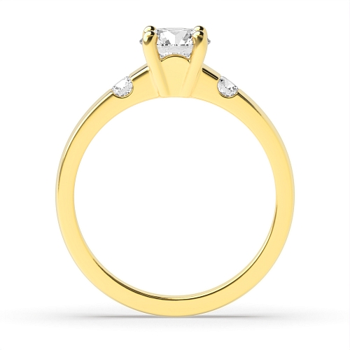 Round Yellow Gold Two Engagement Rings