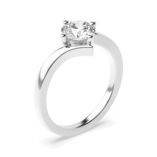 Prong Set Round Solitaire Diamond Engagement Rings In White Gold / Platinum