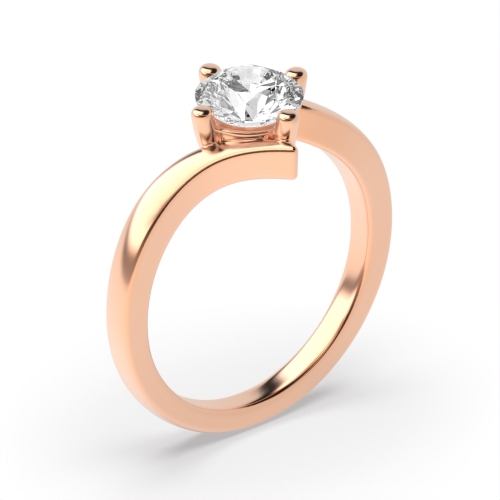 4 Prong Round Rose Gold Twist shoulder Engagement Rings