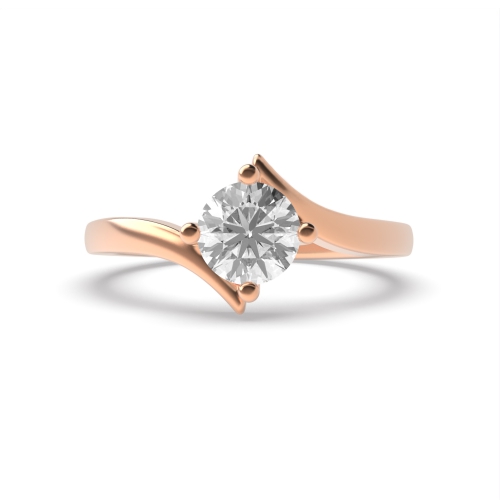 4 Prong Round Rose Gold Twist shoulder Engagement Rings