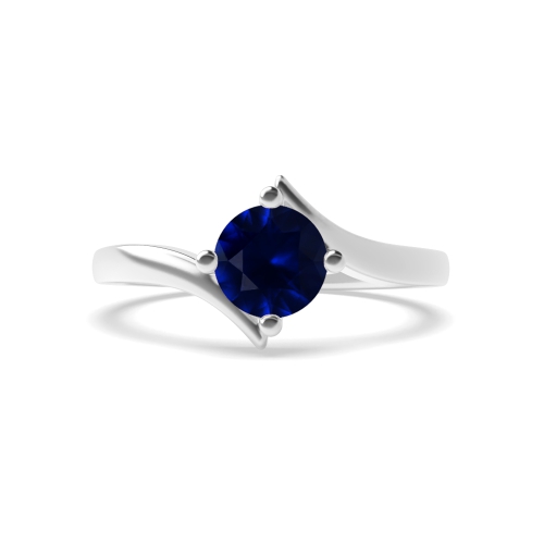 4 Prong Round Twist shoulder Blue Sapphire Engagement Rings