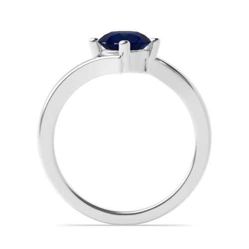 4 Prong Round Twist shoulder Blue Sapphire Engagement Rings