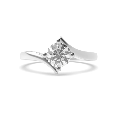 4 Prong Round Platinum Twist shoulder Engagement Rings