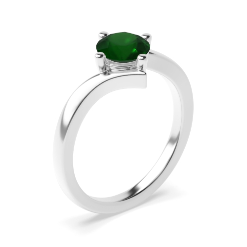 4 Prong Round Twist shoulder Emerald Engagement Rings