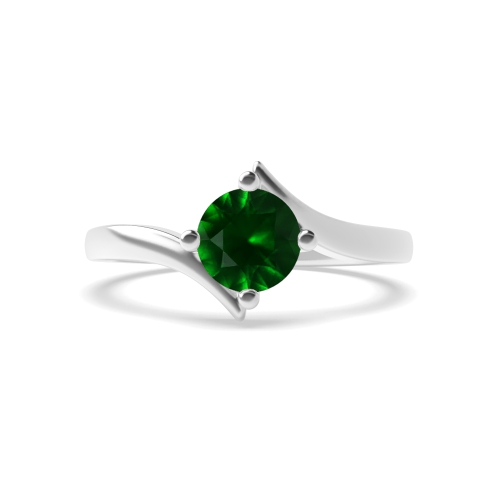 4 Prong Round Twist shoulder Emerald Engagement Rings