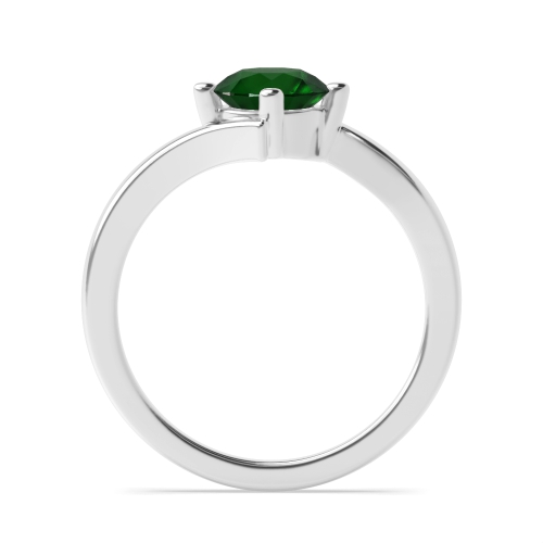 4 Prong Round Twist shoulder Emerald Engagement Rings