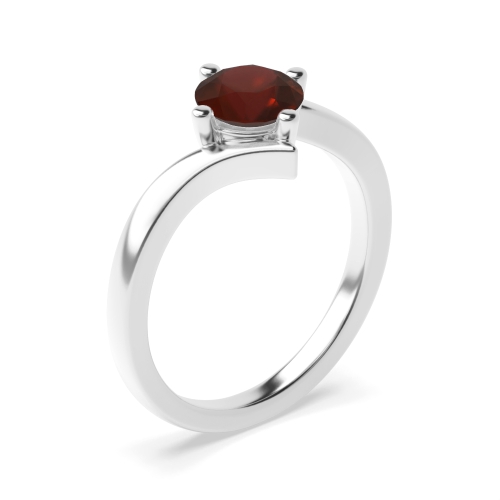 4 Prong Round Twist shoulder Garnet Engagement Rings