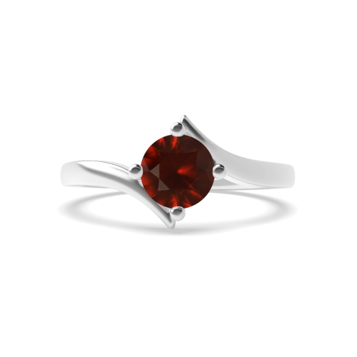 4 Prong Round Twist shoulder Garnet Engagement Rings