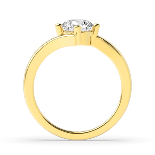4 Prong Round Yellow Gold Twist shoulder Engagement Rings