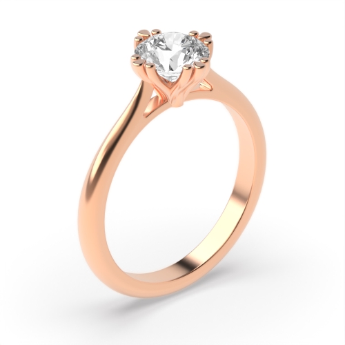 4 Prong Round Rose Gold Tri-claws Engagement Rings