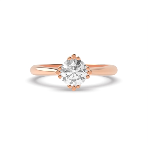 4 Prong Round Rose Gold Tri-claws Engagement Rings
