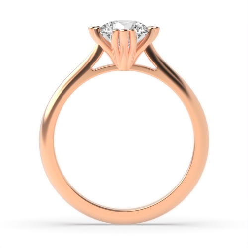 4 Prong Round Rose Gold Tri-claws Engagement Rings
