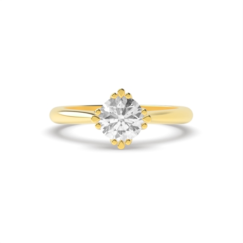 4 Prong Round Yellow Gold Tri-claws Engagement Rings