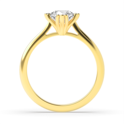 4 Prong Round Yellow Gold Tri-claws Engagement Rings